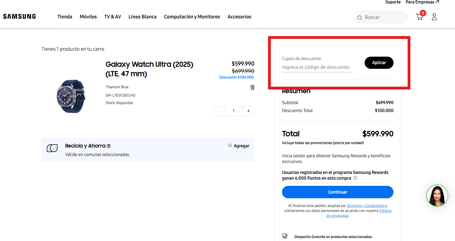 Descuento Código de descuento Samsung Peru