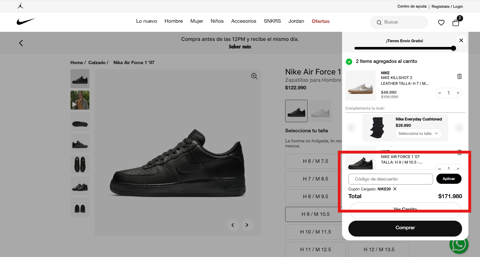 Descuento Código promocional nike chile