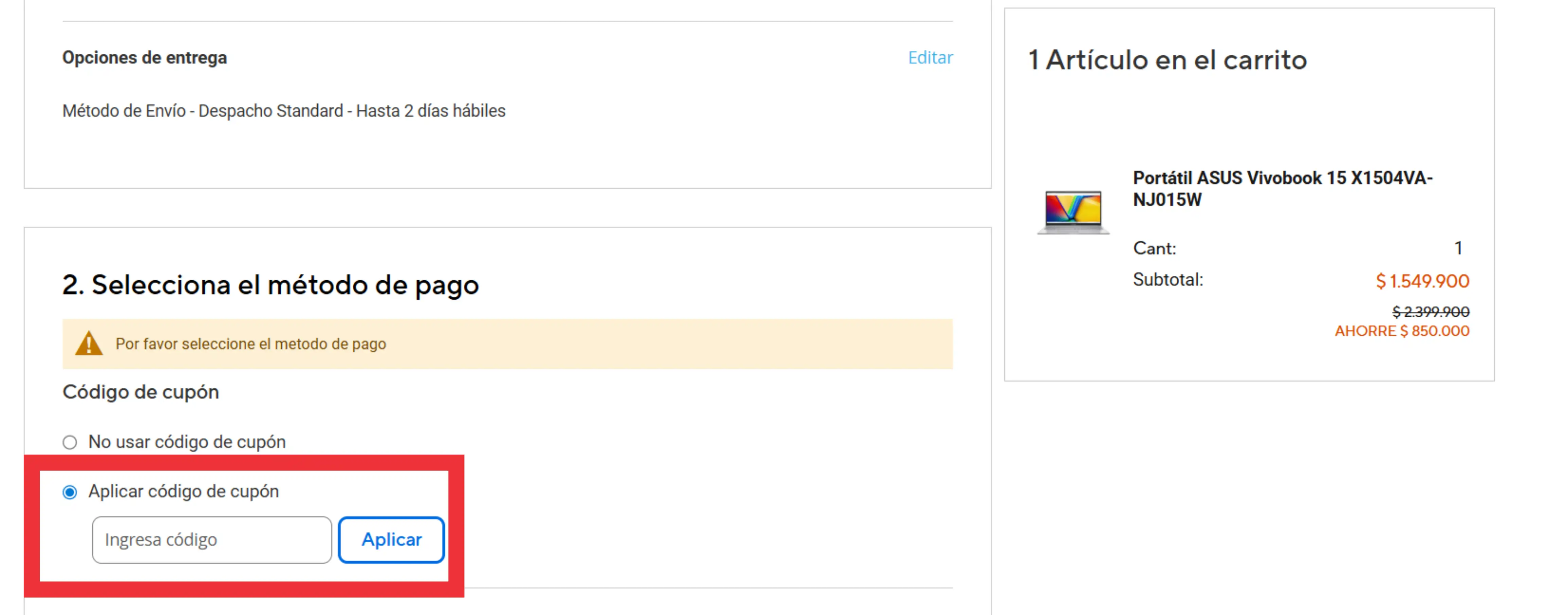 Descuento Código de descuento Asus