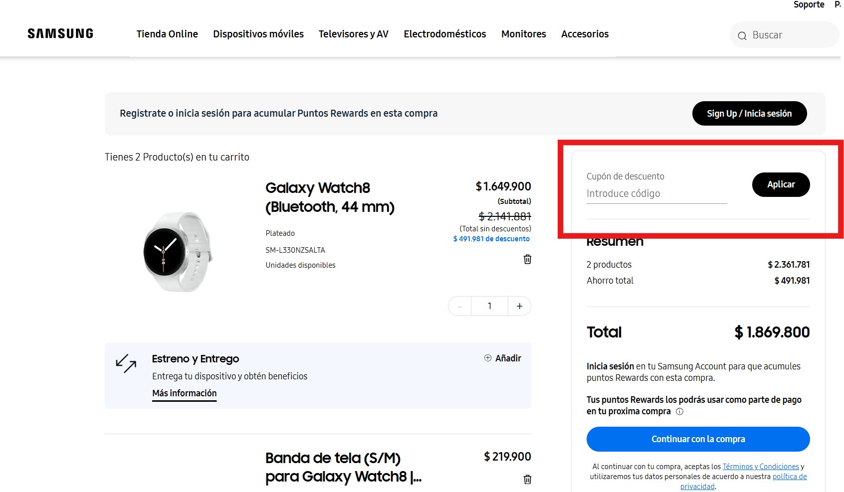 Descuento Cupónes Samsung